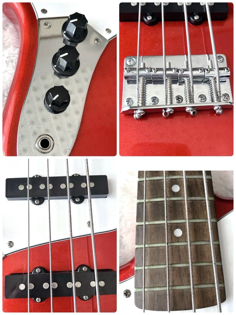 レフティ✨Legend エレキ ベース レッド 4弦 ジャズ 左