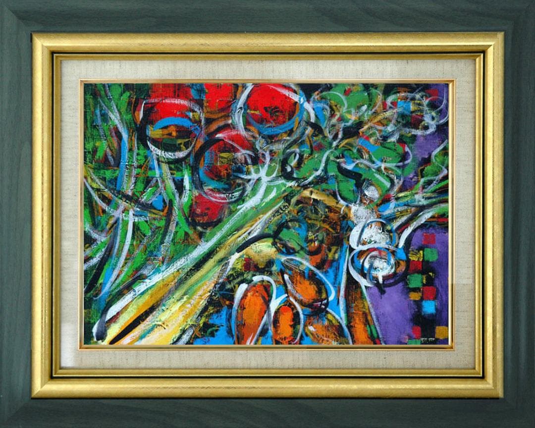 油絵 菅家令子 絵 絵画 インテリア uF6-061004 野菜と果物