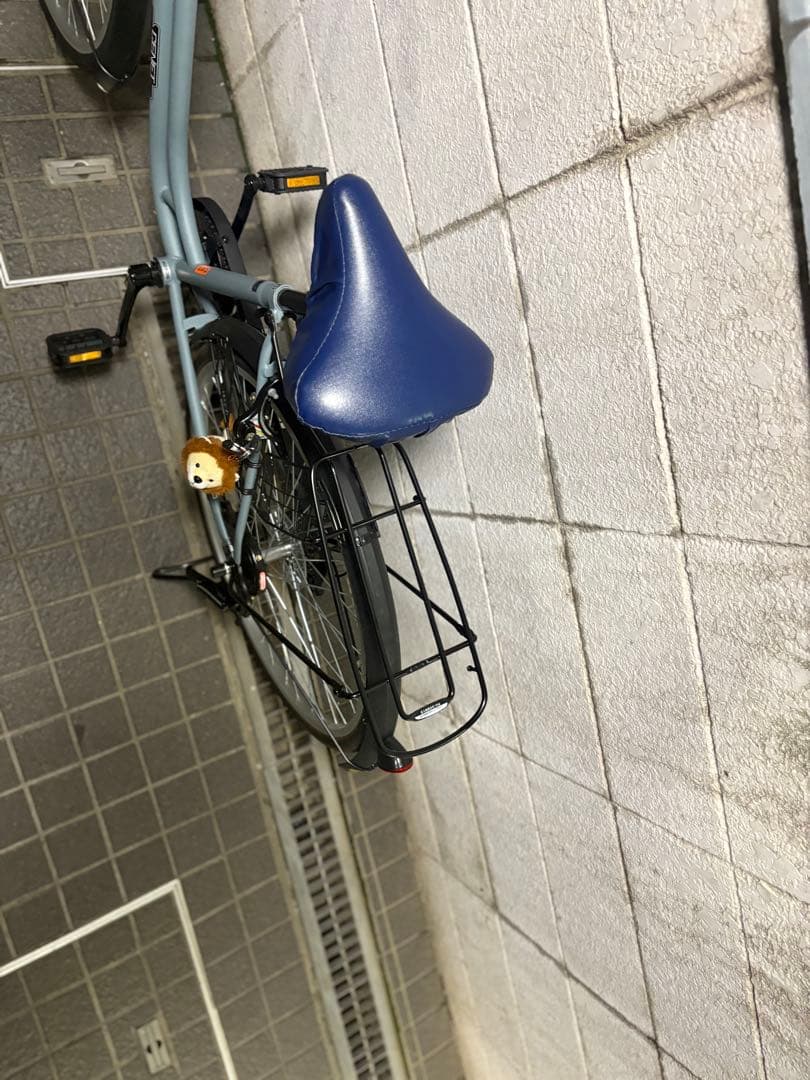 青色シティサイクル 前面バスケット付き