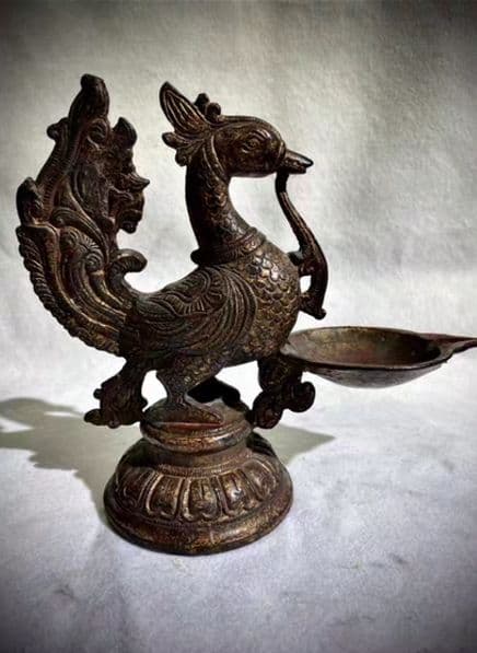 銅器 仏教 フェニックス燭台古美術 コレクション品 銅製 工芸品 彫刻装飾品置物
