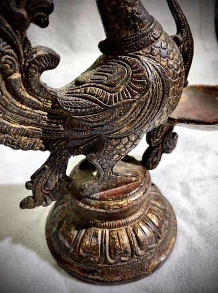 銅器 仏教 フェニックス燭台古美術 コレクション品 銅製 工芸品 彫刻装飾品置物