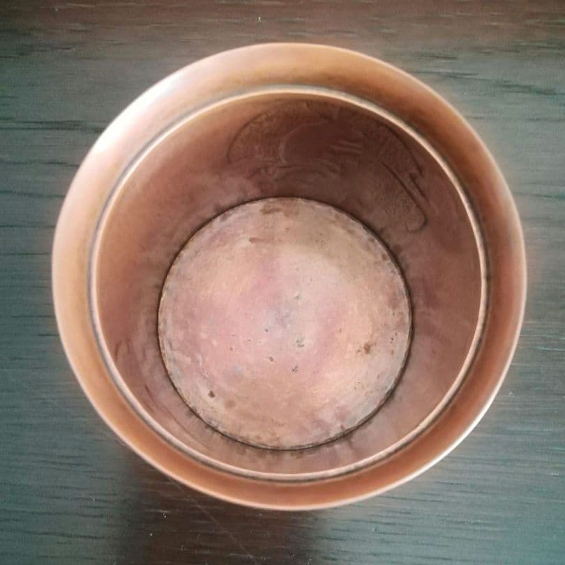 逸品　玉川堂　鎚起銅器　兎図紋　蓋物　小物入れ　煙草入れ　和骨董　アンティーク