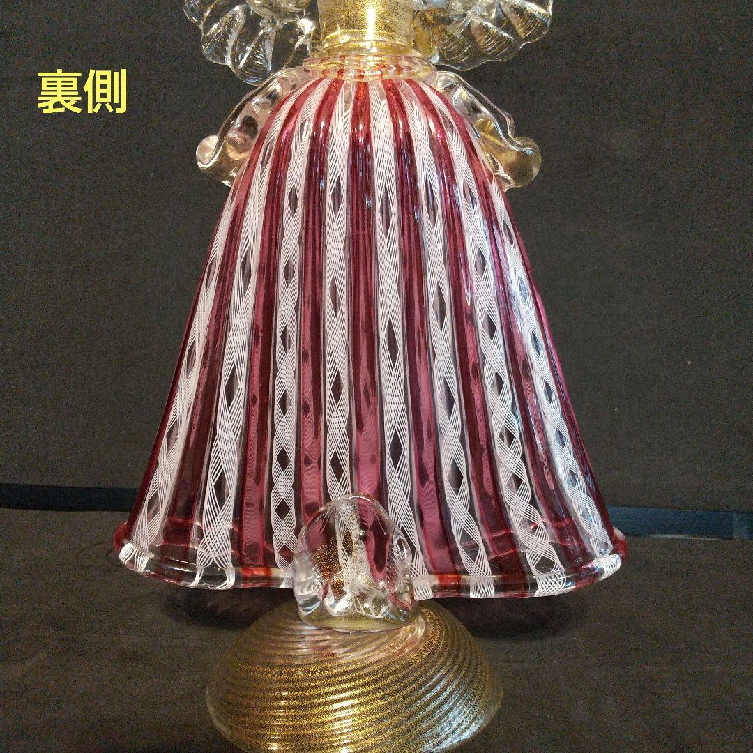 ベニチアングラス フィギュリン レ―ス模様 大型33センチ 金彩ガラス工芸品
