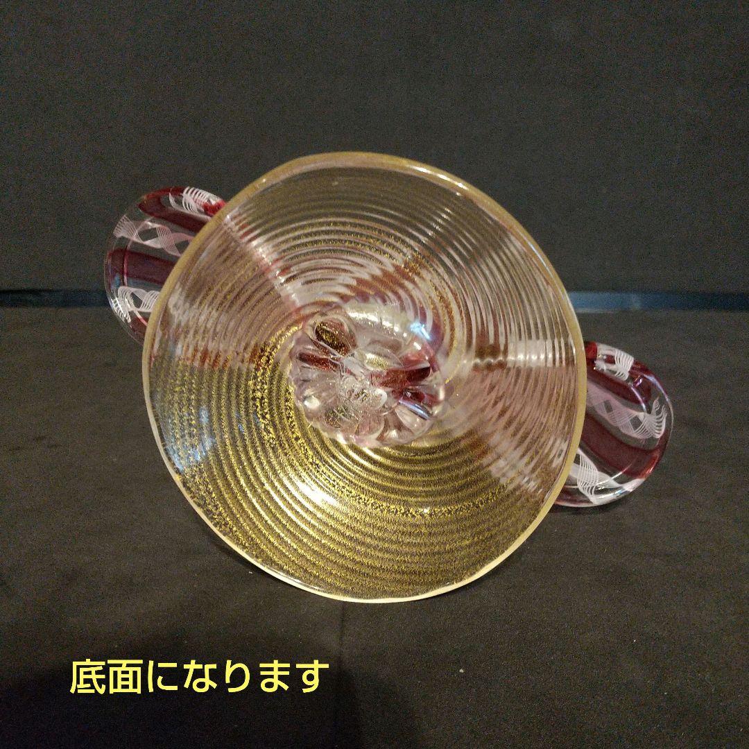 ベニチアングラス フィギュリン レ―ス模様 大型33センチ 金彩ガラス工芸品
