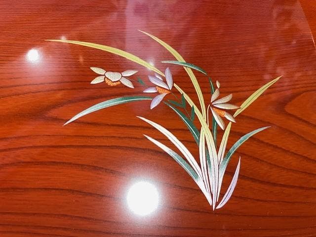 漆塗り 花柄 トレイ