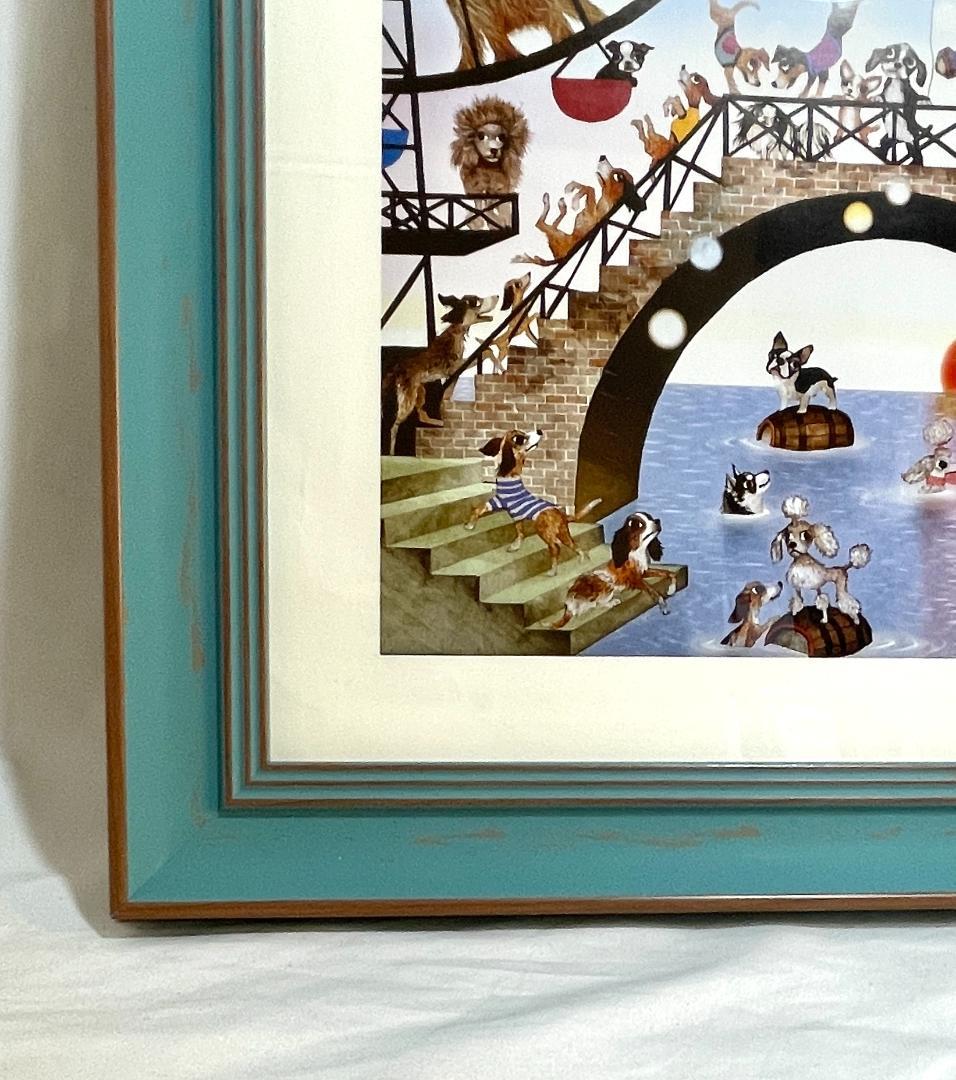 【新品】藤城清治「ワンワン共和国」ポスター 複製画　大サイズ額付　48×48cm