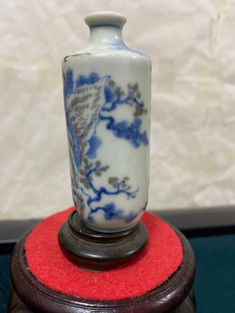鼻煙壼 青花釉裏紅 清時代 康熙年製 唐物