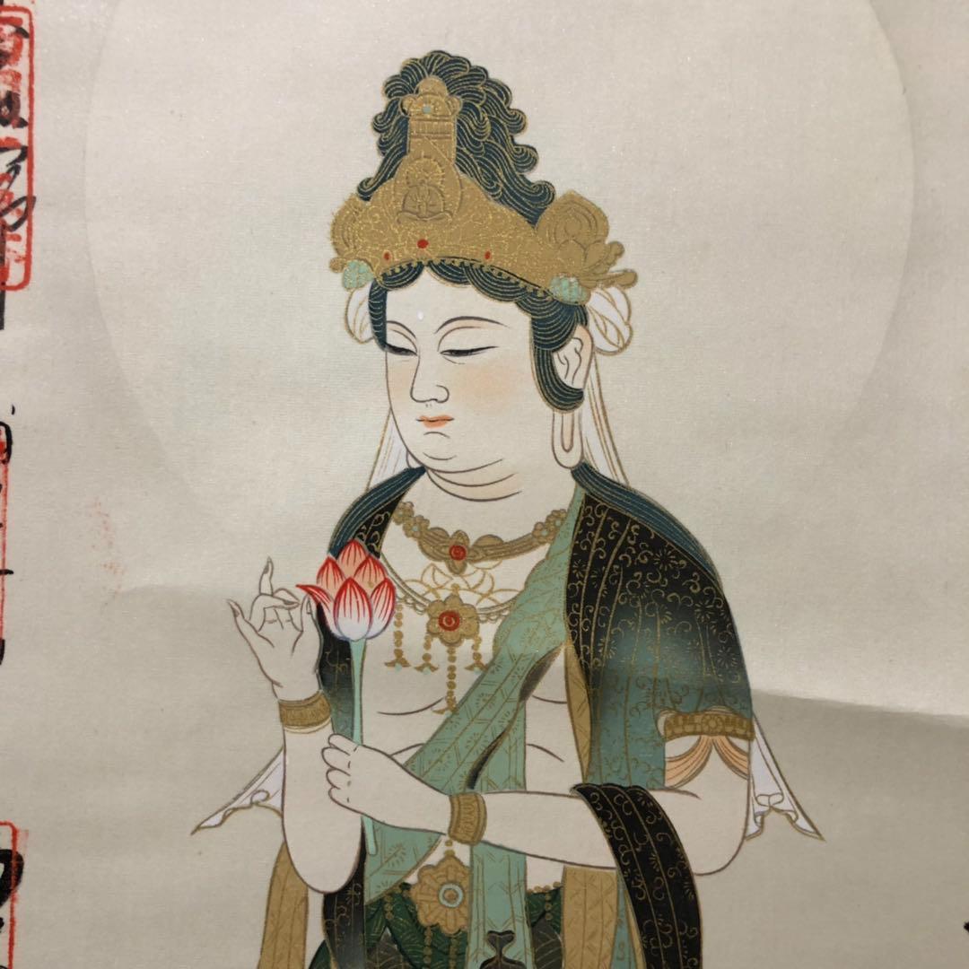 掛軸『西国三十三ヶ所御朱印』仏画 絹本 合わせ箱付 掛け軸 t012205