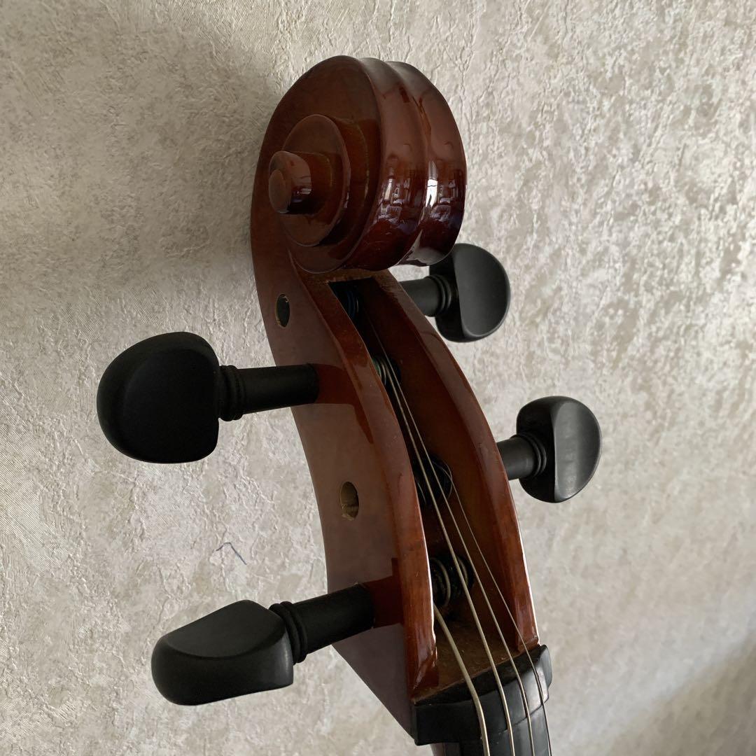 チェロ　木製　光沢仕上げ　ソフトケース付　松脂　弦楽器