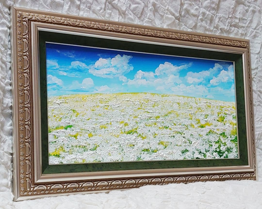 油絵 絵画【白いお花畑】