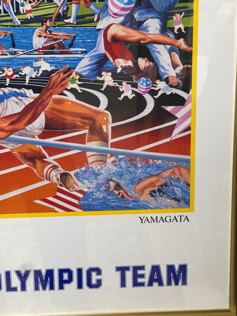 ヒロ・ヤマガタ1988年夏のオリンピック　アメリカチームポスター　フレーム付き