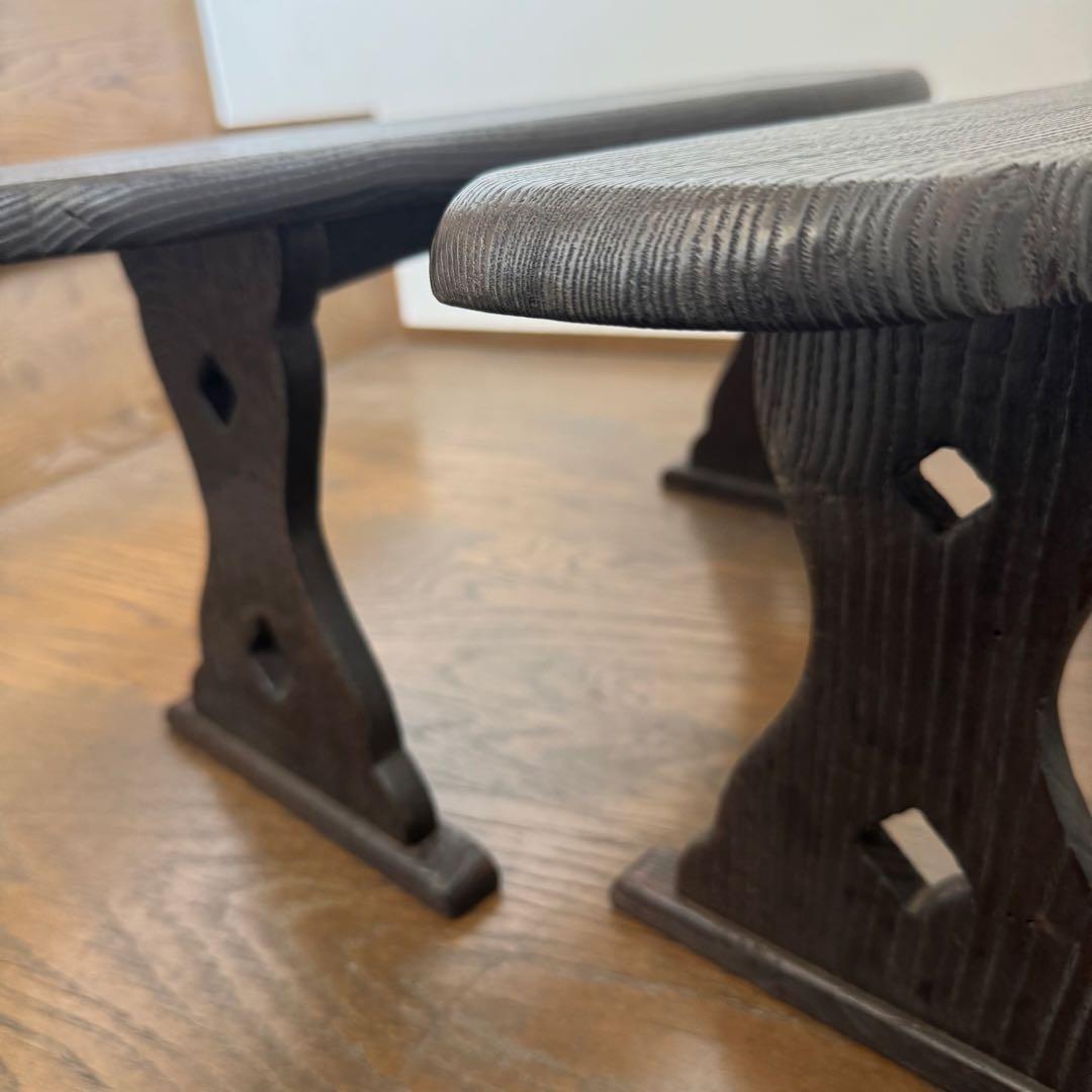 脇息 肘掛け 肘掛け 木製 透かし 2点 和風 家具 インテリア レトロ