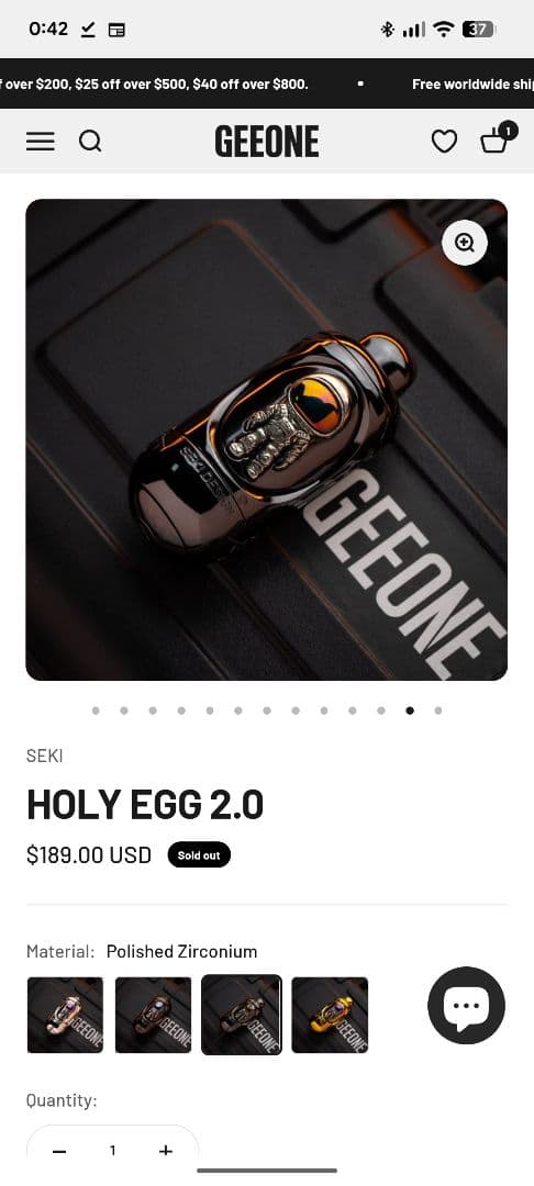 し*ま様 「正規品」SEKI　HOLY EGG　ジルコニウム　フィジェットトイ