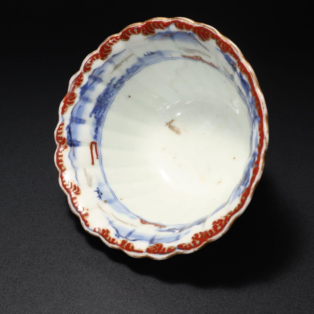 伊万里金襴手花図大向付∅13㎝　骨董　古伊万里　R0286w2ダH