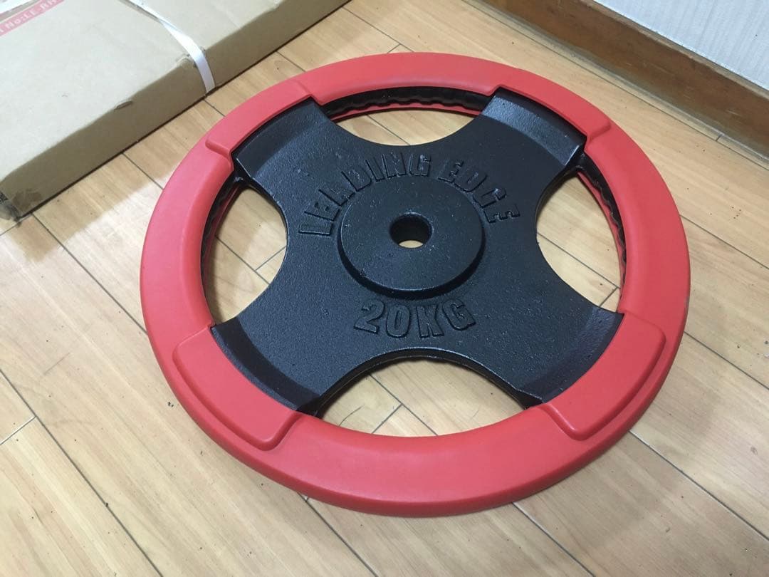 ①リーディングエッジ LEADINGEDGE バーベルプレート20kg x 1枚