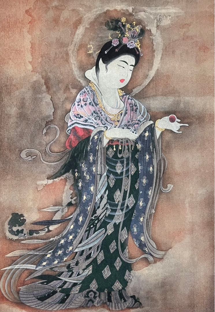 安田暎胤 吉祥天像 掛け軸 紙本 薬師寺 国宝 太巻 限定品 極箱 美品