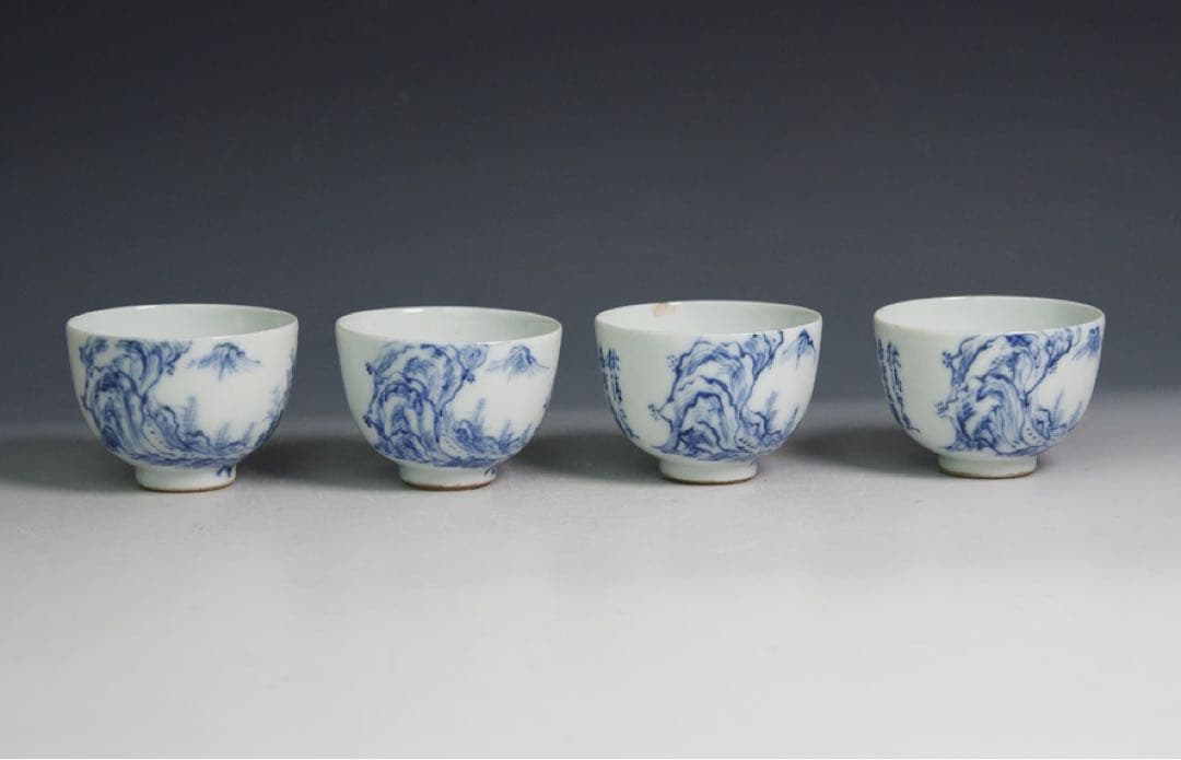 華中亭道八 青華 茶器 染付 煎茶道具 急須 茶道具 煎茶碗