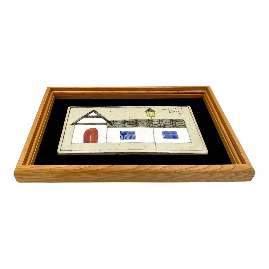【中古】 アンティークタイルアート 木製額装品 ヴィンテージ ヨーロッパ