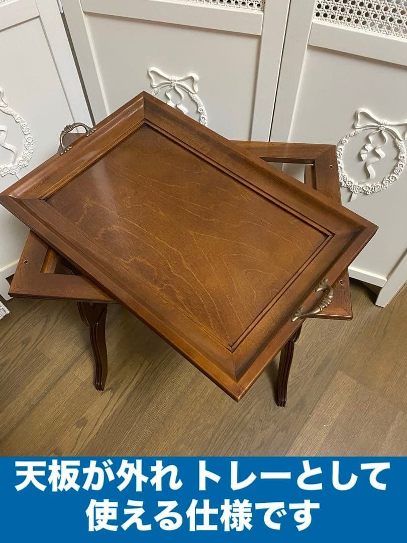超希少♦️最高級 天板トレー ロココ テーブル♦️英国 アンティーク♦️ハープ♦️送料込