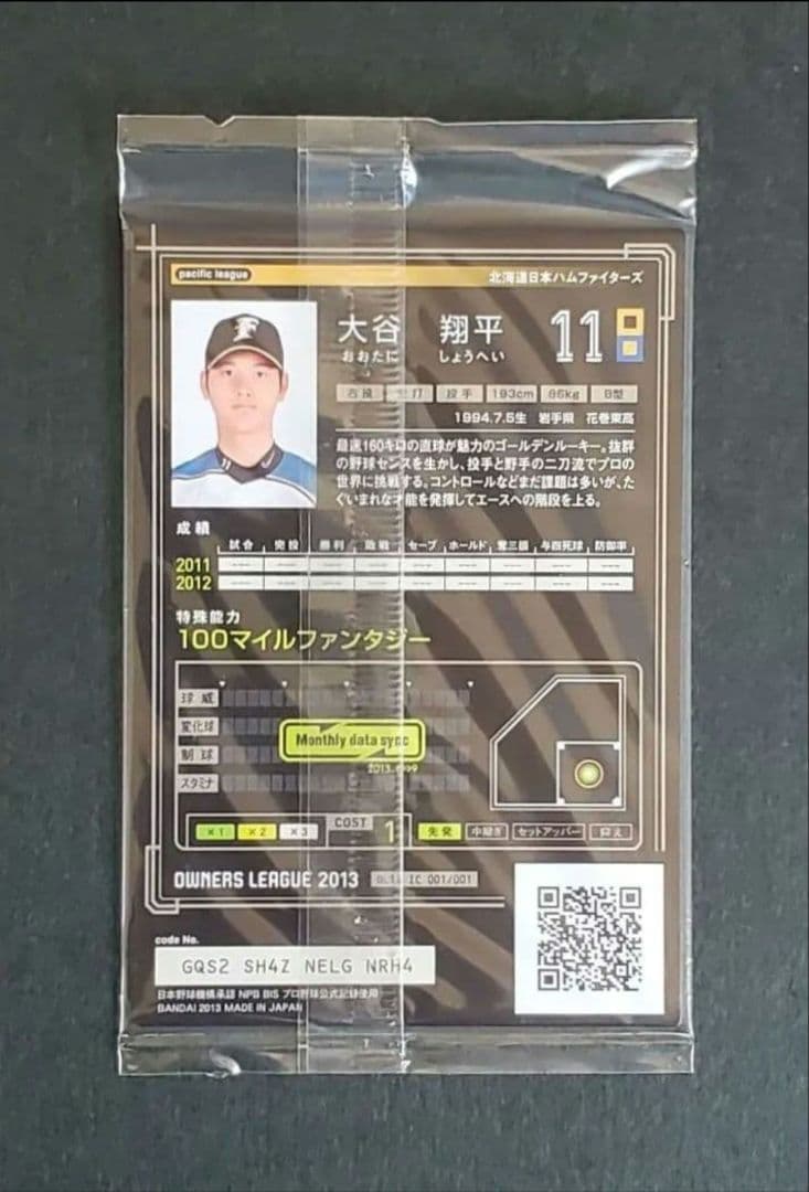 大谷翔平 2013 オーナーズリーグ インフィニティ 投手版