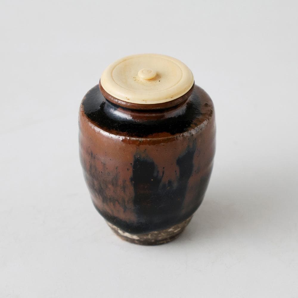 時代年代物 古瀬戸 肩衝茶入 仕覆 黄布 茶道具 濃茶入れ げ蓋