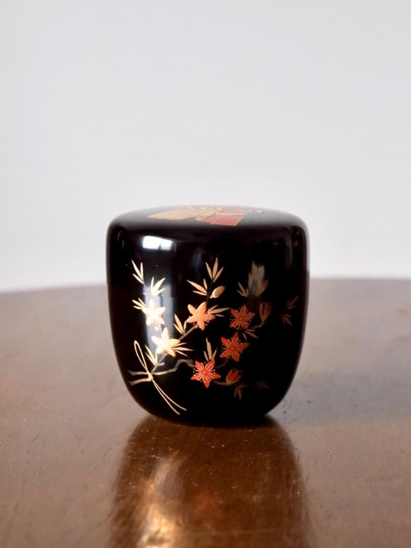 北村葵春　雛蒔絵　中棗　漆工芸　茶器　茶道具　箱付　Q2279