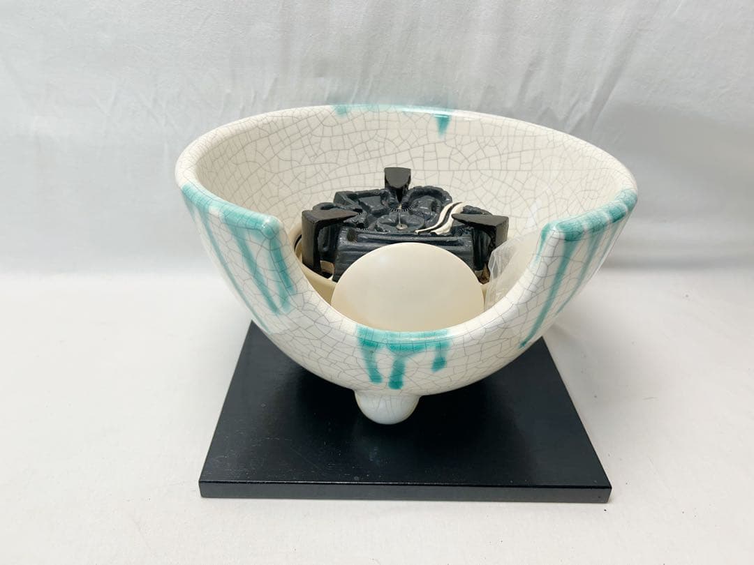 美品 茶道具 さつま織部 風炉型 野々田風炉型電熱器 松紋 筒釜