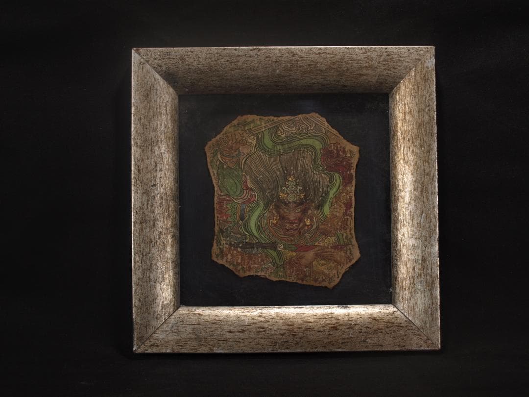中国唐時代　敦煌莫高窟壁画 彩絵　人物像 発掘品 AK1908A6-1