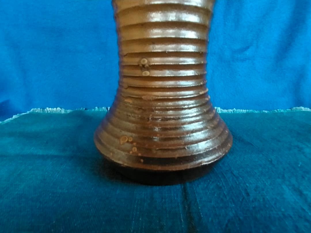 【珍品】古備前　飛胡麻轆轤(ろくろ)目花生( 桂 又三郎鑑定)