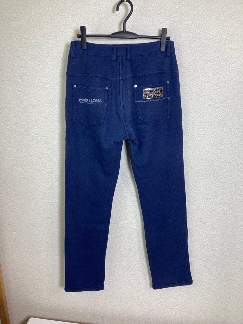 （美品）MARK&LONAゴルフパンツ ズボン 青系 マークアンドロナ サイズM