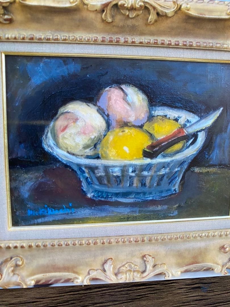 果物のある静物 油彩画　菊地正則の青の世界 穏やかな時間　やさしさ