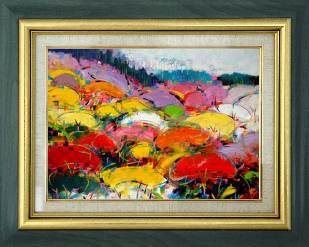 油絵 菅家令子 絵 絵画 インテリア uF6-081711 風景 秋の紅葉
