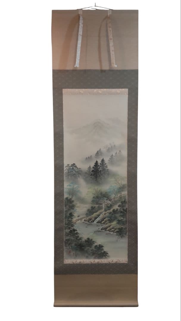 (611*Z293)絵画 掛軸 日本画掛軸 映月 彩色 茶掛、書 骨董