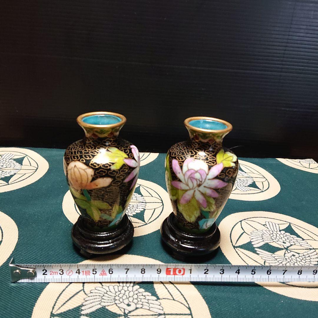七宝花瓶、銅七宝焼時代物