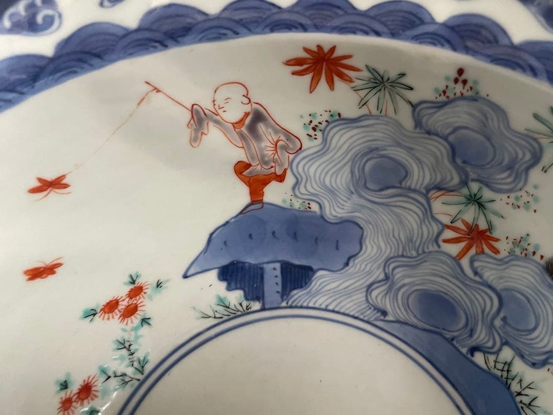 骨董　アンティーク　柿右衛門　色絵　染錦　唐子遊戯図　輪花鉢　深鉢　鉢　古伊万里