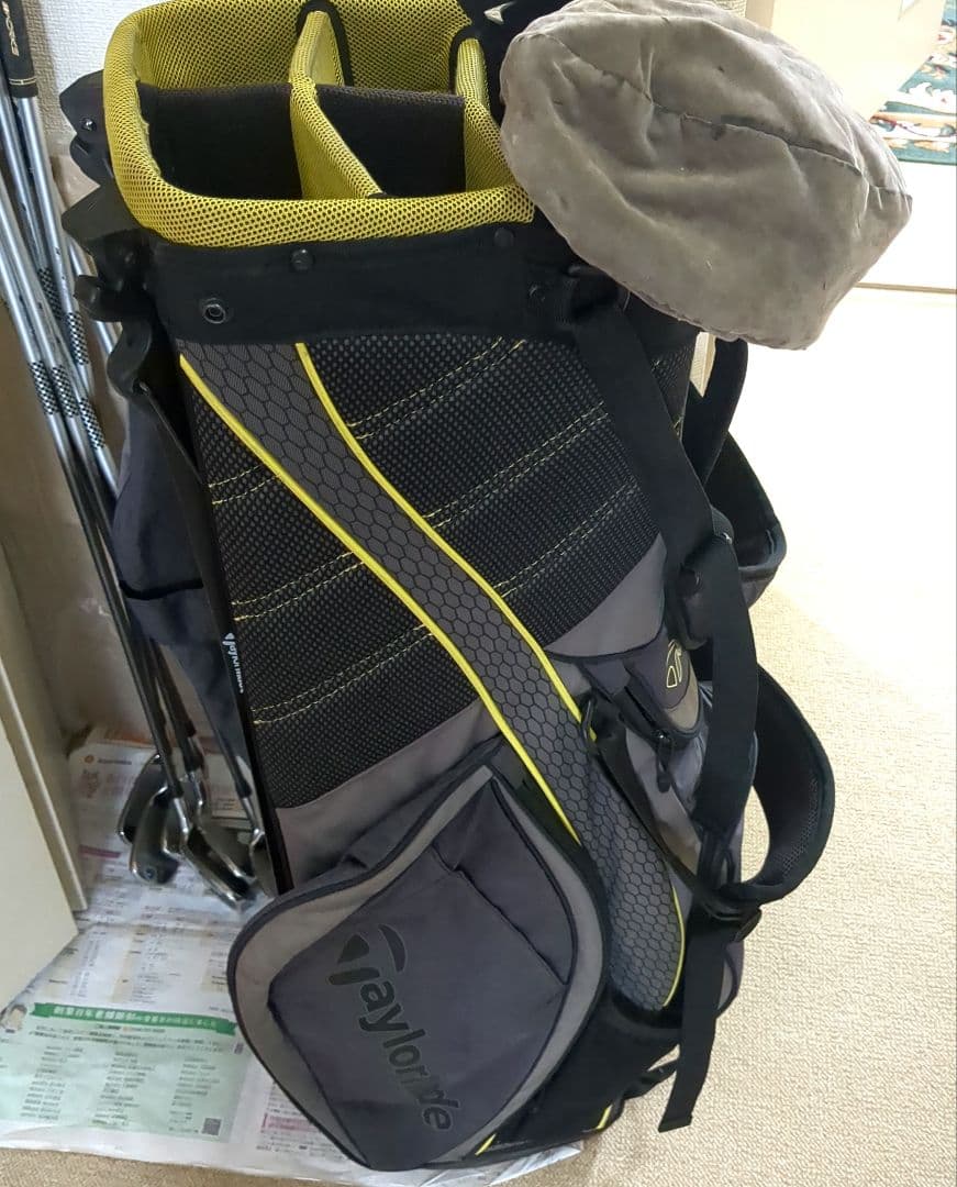 良品TaylorMade スタンドバッグ グレー/イエロー