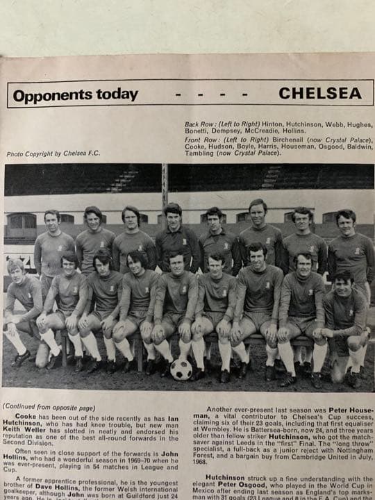 53年前'70 Man U vs Chelsea リーグカップ・プログラム