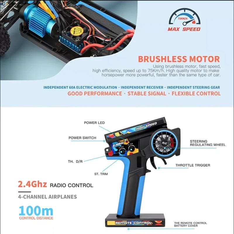 【ジャンク新品】WLtoys 124007 4WD ​​⑰＋予備バッテリー