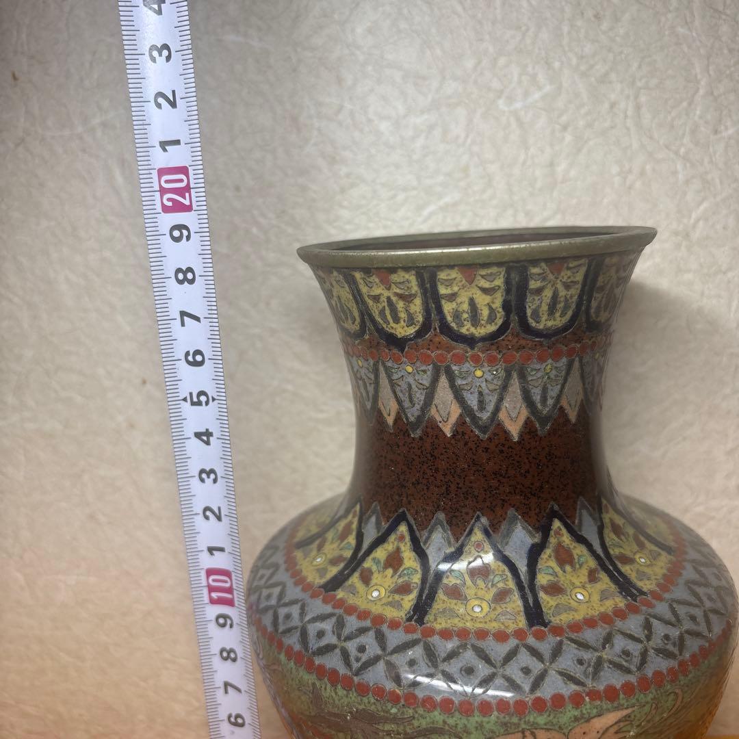 美品 高級日本七宝花瓶 鳳凰 花唐草文 骨董