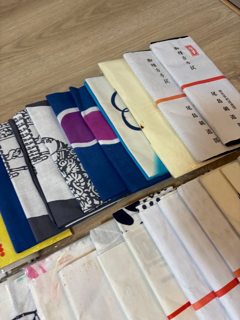 手ぬぐい 手拭い 生地 古布 粗品 昭和レトロ 長期保管品　60枚　まとめて