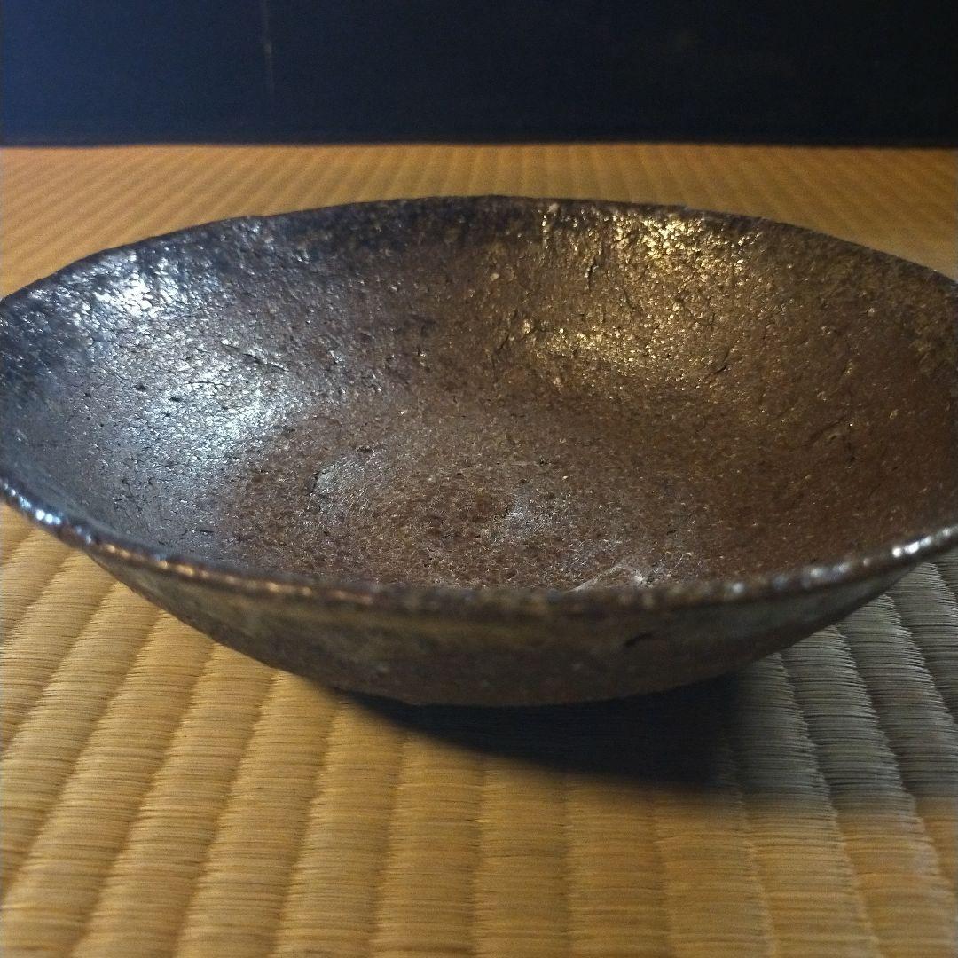 陶器 ボウル 大皿　菓子鉢　焦茶色
