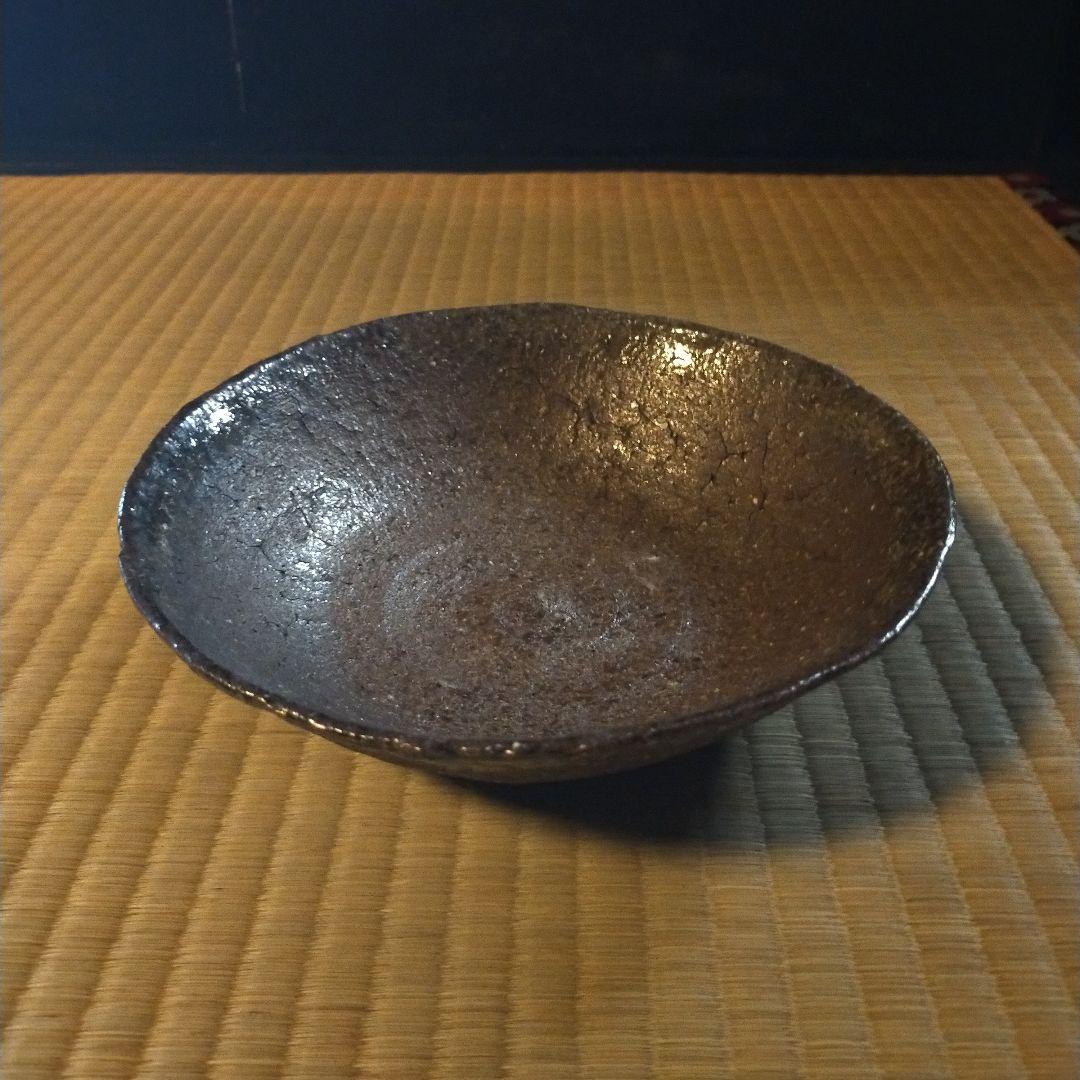 陶器 ボウル 大皿　菓子鉢　焦茶色