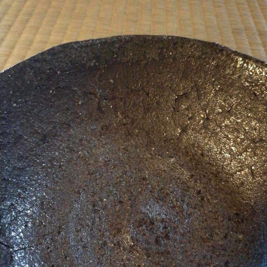 陶器 ボウル 大皿　菓子鉢　焦茶色