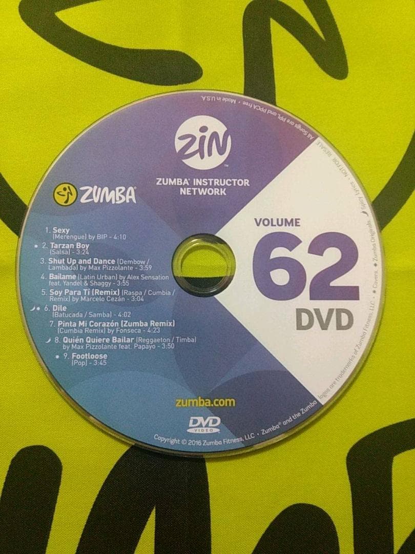 ZUMBA　ズンバ　ZIN62　CD＆DVD　インストラクター専用