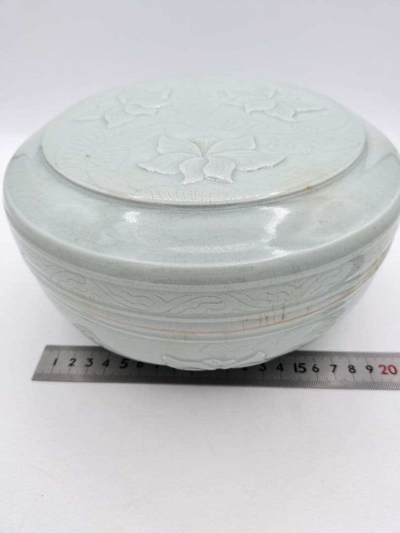 c526 喰篭 青白磁 韓国　廣州 趙小守 木箱 茶道具