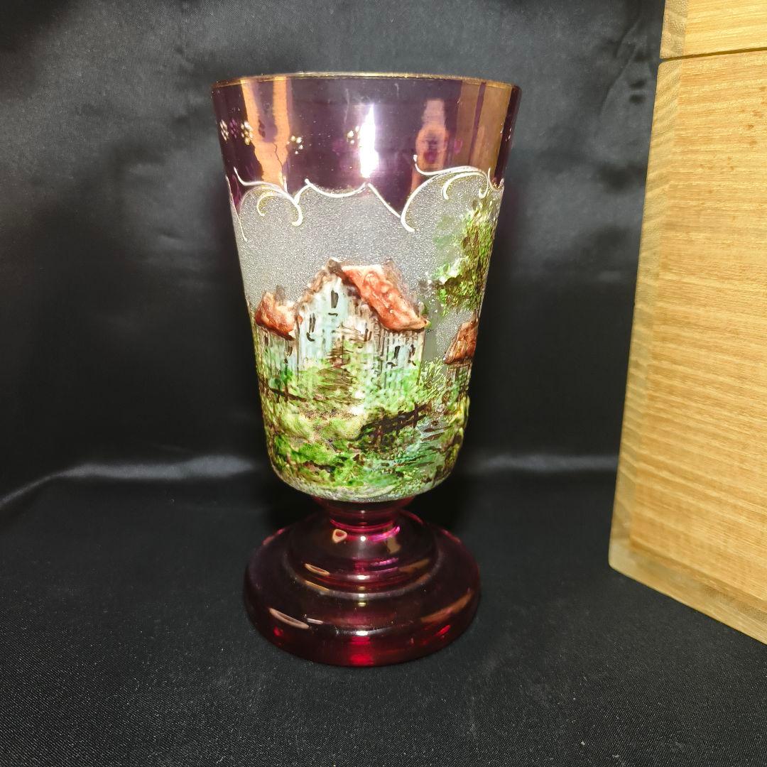 フランスガラス工芸品 手作り金赤グラス 西洋アンティーク 蒐集家放出美品 骨董