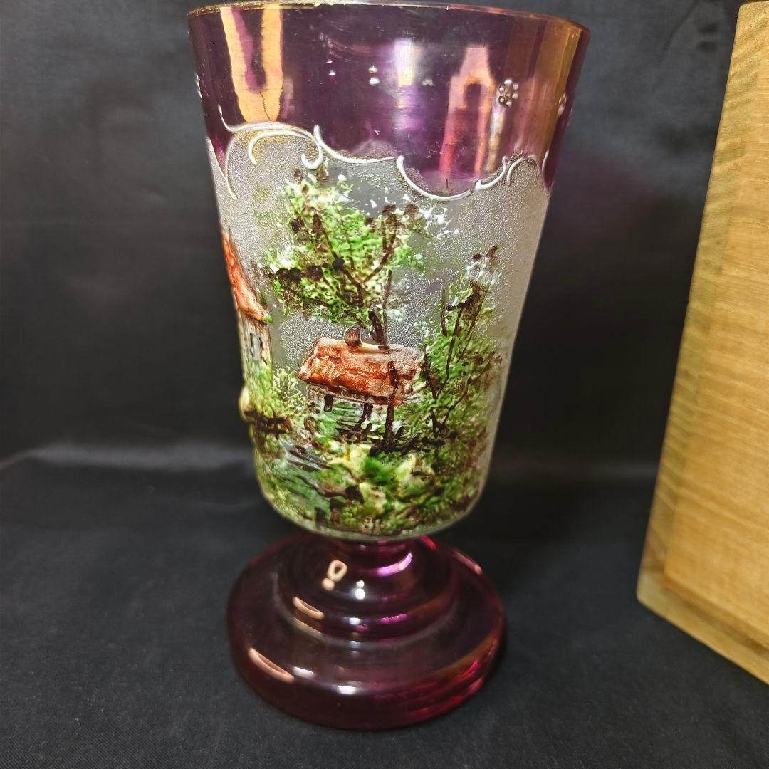 フランスガラス工芸品 手作り金赤グラス 西洋アンティーク 蒐集家放出美品 骨董