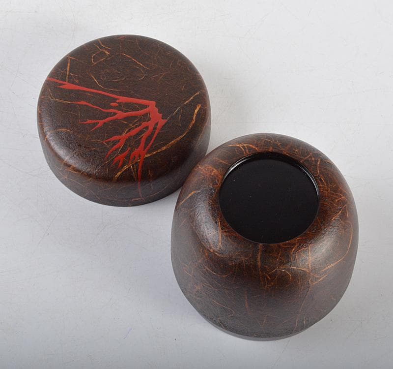 中谷秀斎作　富士之絵　雲竜和紙張　大棗　紫野　松長剛山極め箱　V R4504