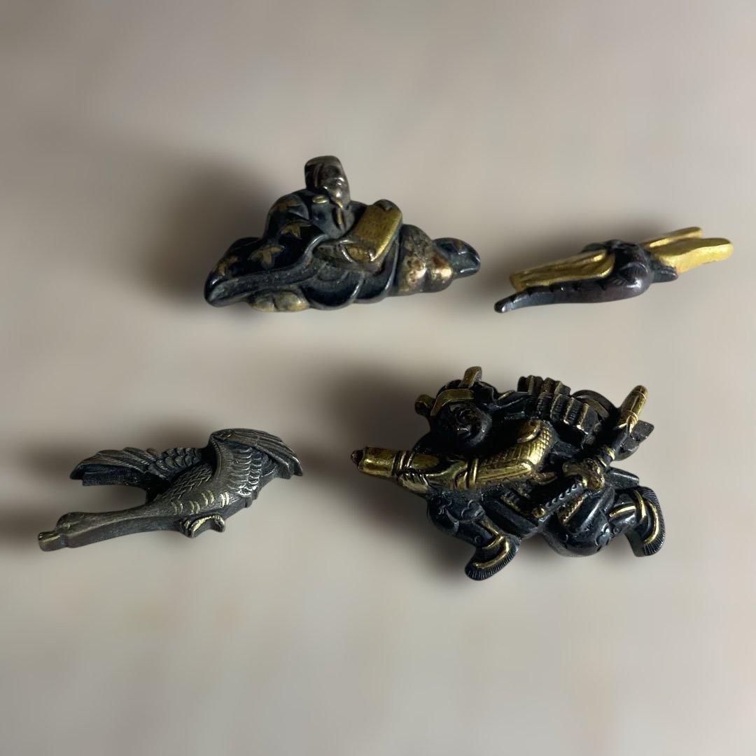 武具　　刀装具　目貫　江戸時代　骨董　4種4個