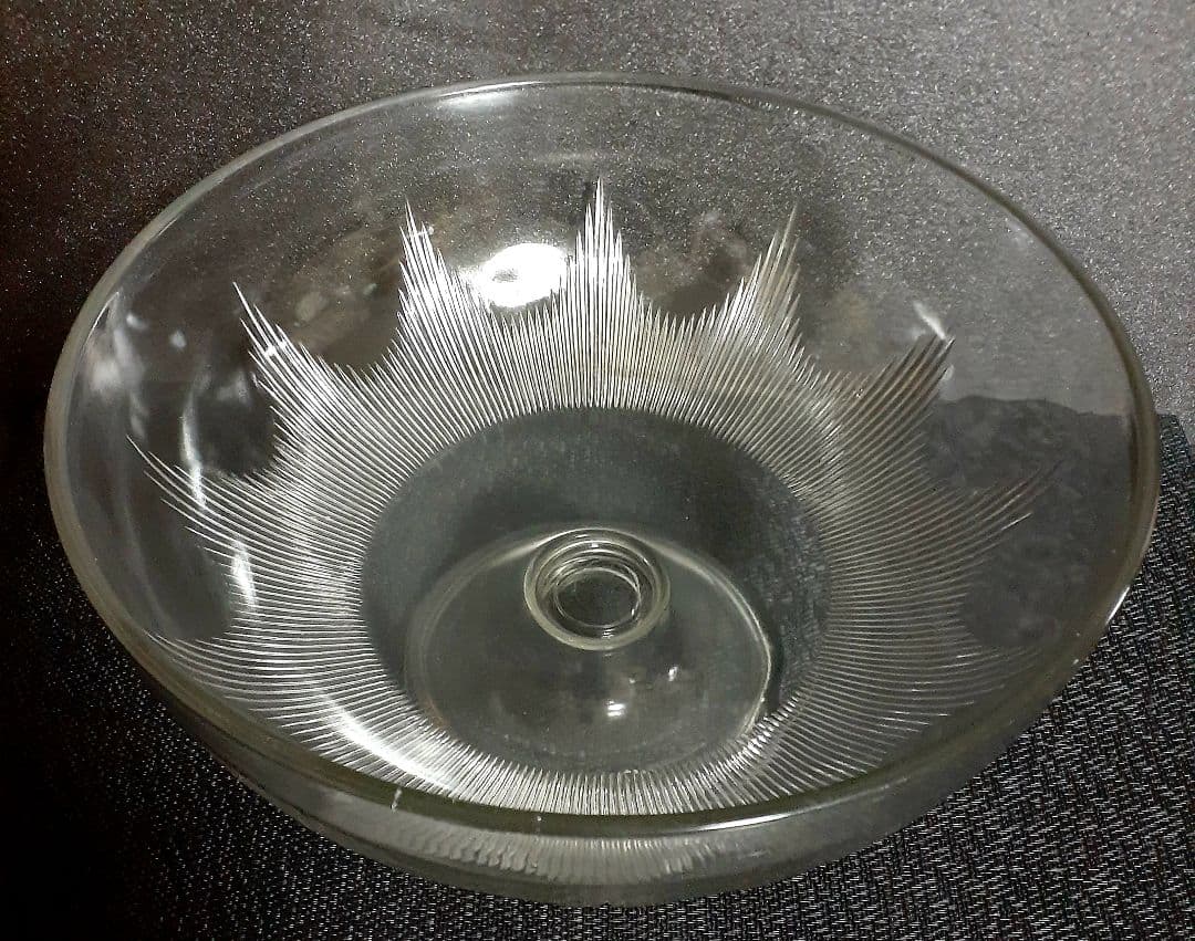 大正時代～戦前戦後　プレスガラス　切子　筋文様　コンポート　フルーツ盛